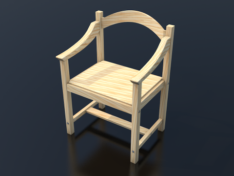 Light Wood Chair Clean Decor 3D Model