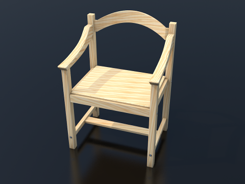 Light Wood Chair Clean Decor 3D Model
