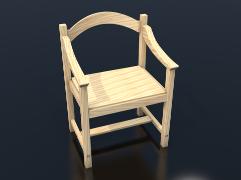 Light Wood Chair Clean Decor 3D Model