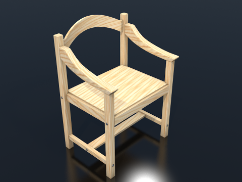 Light Wood Chair Clean Decor 3D Model