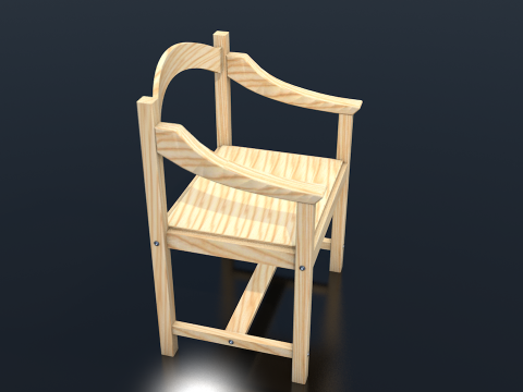 Light Wood Chair Clean Decor 3D Model