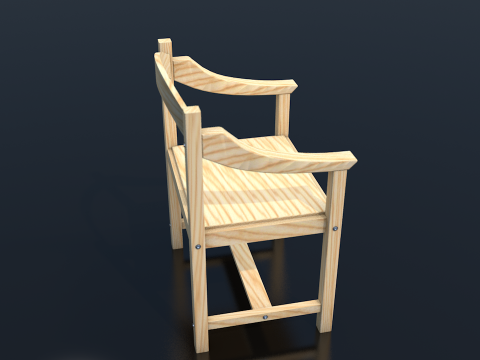 Light Wood Chair Clean Decor 3D Model