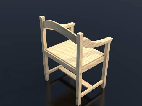 Light Wood Chair Clean Decor 3D Model