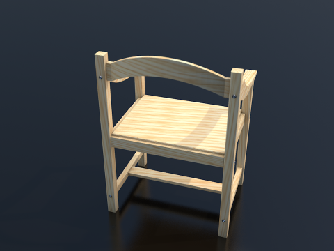 Light Wood Chair Clean Decor 3D Model
