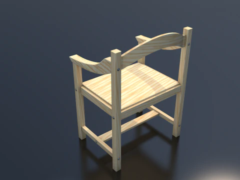 Light Wood Chair Clean Decor 3D Model