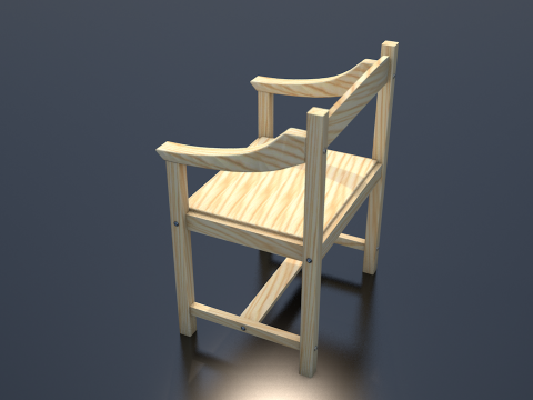 Light Wood Chair Clean Decor 3D Model