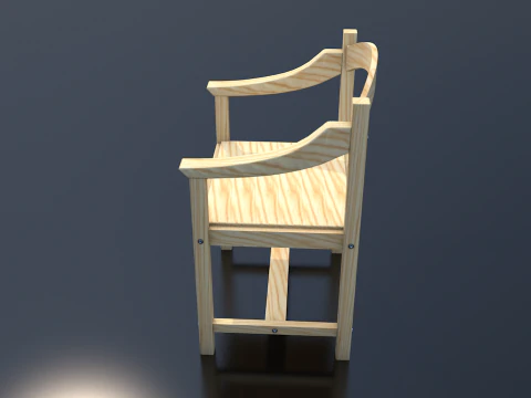 Light Wood Chair Clean Decor 3D Model