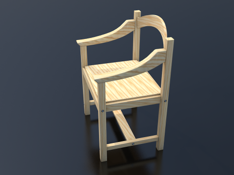 Light Wood Chair Clean Decor 3D Model