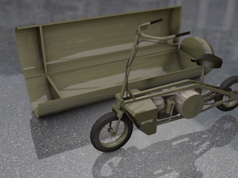 Sepeda Motor Tentara Militer TH1 Welbike Model 3D