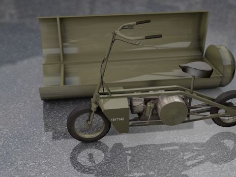 Sepeda Motor Tentara Militer TH1 Welbike Model 3D