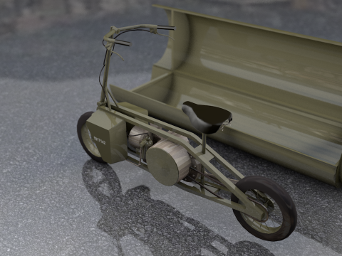 Sepeda Motor Tentara Militer TH1 Welbike Model 3D