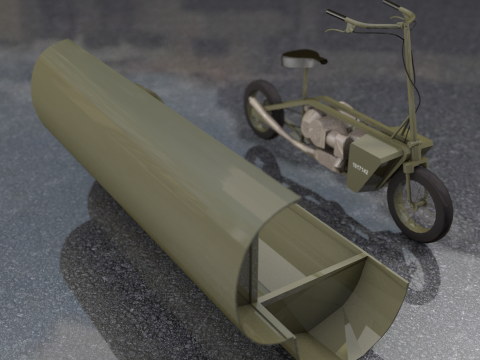 Sepeda Motor Tentara Militer TH1 Welbike Model 3D