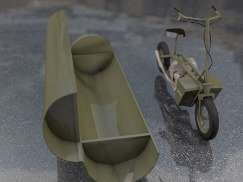 Sepeda Motor Tentara Militer TH1 Welbike Model 3D
