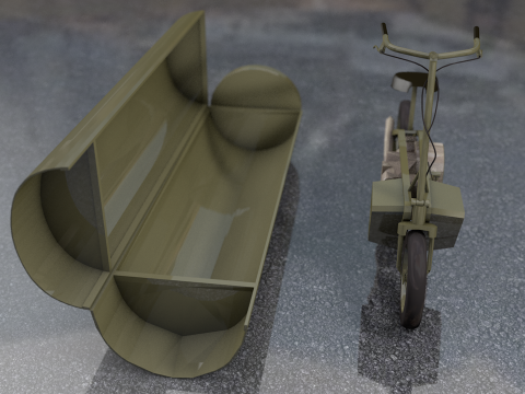 Sepeda Motor Tentara Militer TH1 Welbike Model 3D