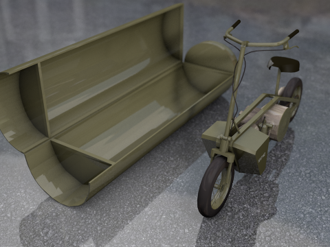 Sepeda Motor Tentara Militer TH1 Welbike Model 3D