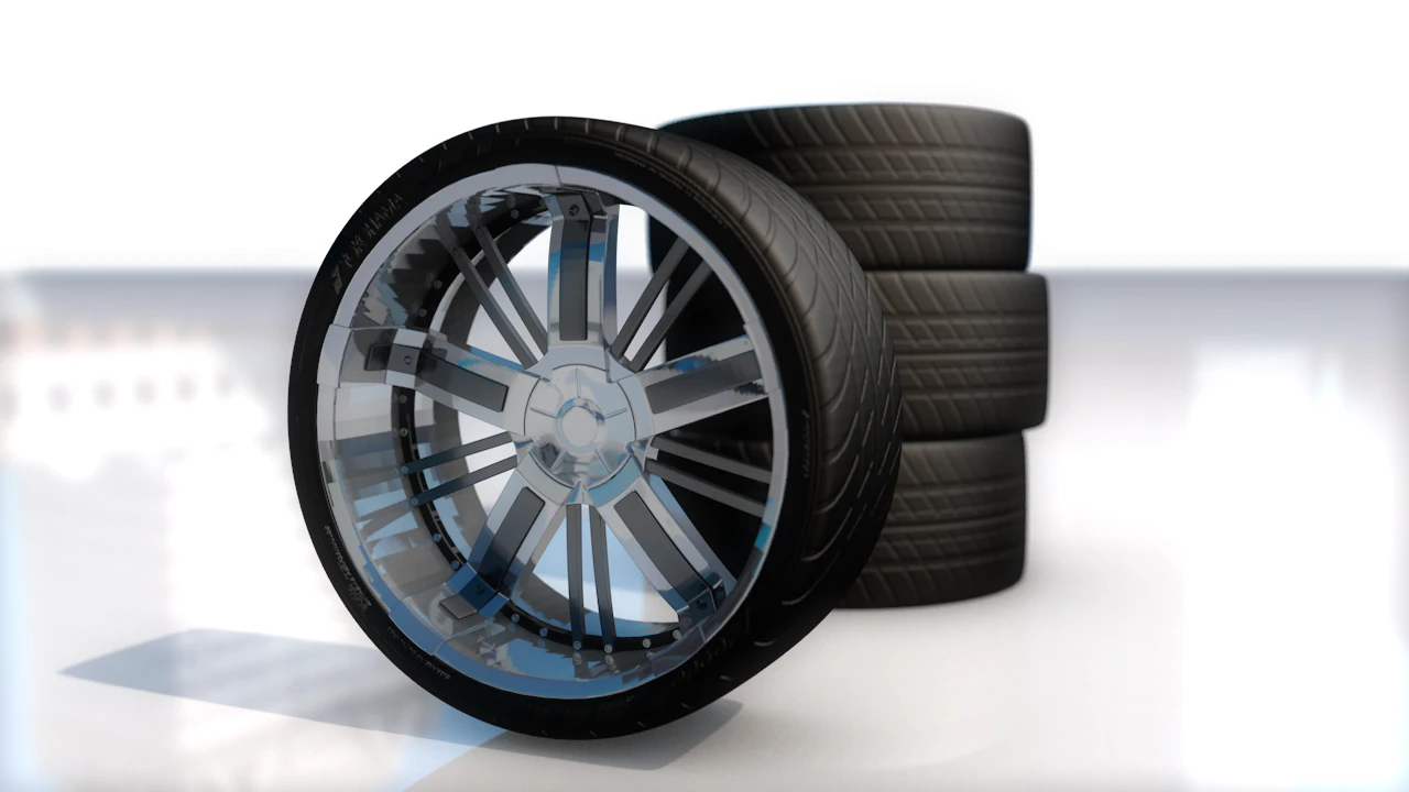 Sport Car Wheel Tire Set 3D Model .c4d .max .obj .3ds .fbx .stl .blend 