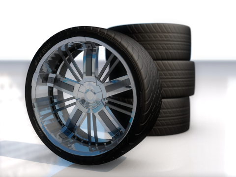 Sport Car Wheel Tire Set 3D Model
