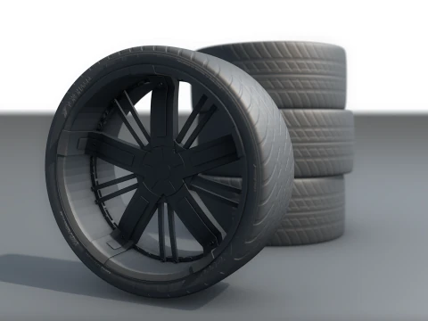 Sport Car Wheel Tire Set 3D Model