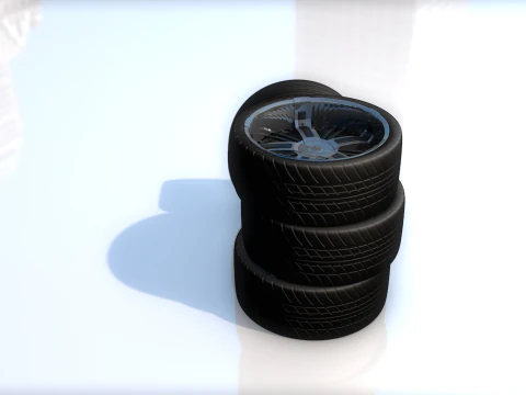 Sport Car Wheel Tire Set 3D Model