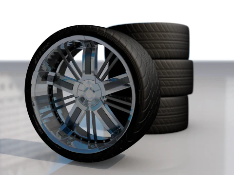 Sport Car Wheel Tire Set 3D Model