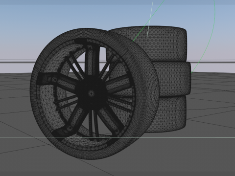 スポーツカー ホイール タイヤ セット 3Dモデル