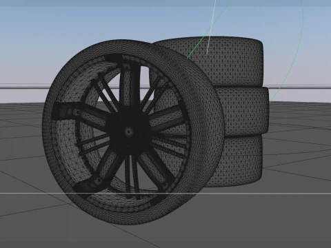 Sport Car Wheel Tire Set 3D Model