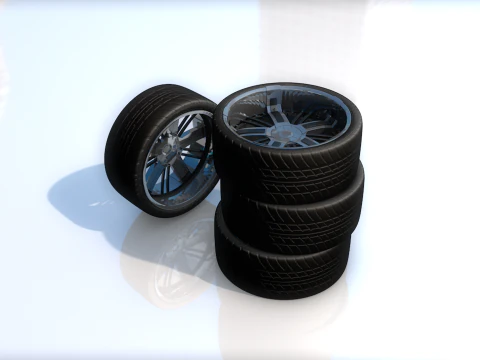 Sport Car Wheel Tire Set 3D Model