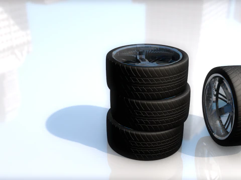 Sport Car Wheel Tire Set 3D Model