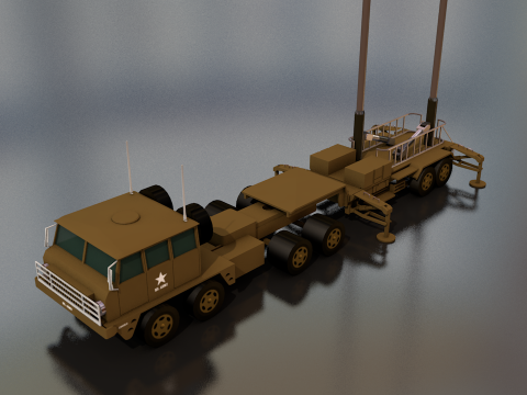 Patriot Antenna Military Truck 3D Model