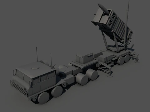 एमआईएम-104 पैट्रियट मिसाइल लॉन्चर अमेरिकी सेना ट्रक 3D मॉडल