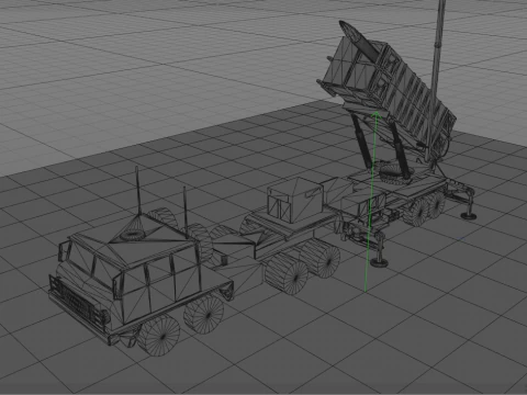 एमआईएम-104 पैट्रियट मिसाइल लॉन्चर अमेरिकी सेना ट्रक 3D मॉडल
