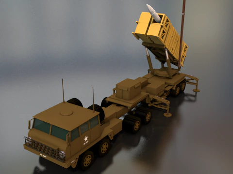 एमआईएम-104 पैट्रियट मिसाइल लॉन्चर अमेरिकी सेना ट्रक 3D मॉडल