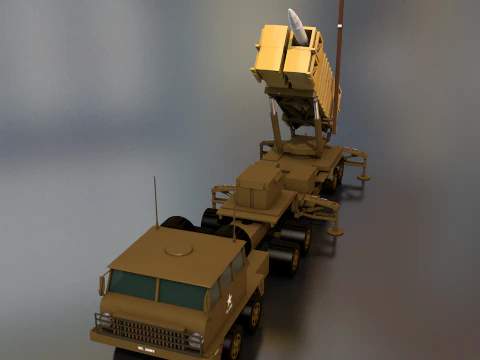 एमआईएम-104 पैट्रियट मिसाइल लॉन्चर अमेरिकी सेना ट्रक 3D मॉडल