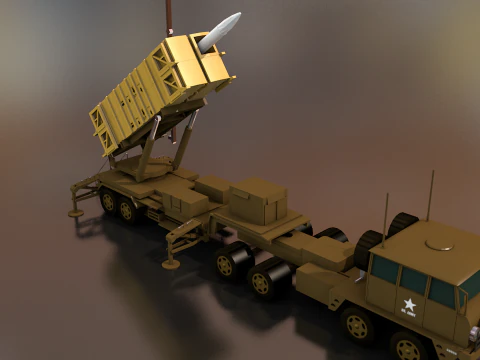 एमआईएम-104 पैट्रियट मिसाइल लॉन्चर अमेरिकी सेना ट्रक 3D मॉडल