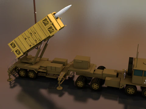 एमआईएम-104 पैट्रियट मिसाइल लॉन्चर अमेरिकी सेना ट्रक 3D मॉडल