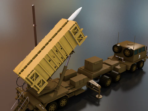एमआईएम-104 पैट्रियट मिसाइल लॉन्चर अमेरिकी सेना ट्रक 3D मॉडल