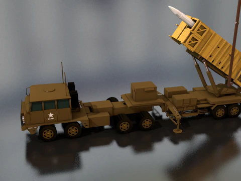 एमआईएम-104 पैट्रियट मिसाइल लॉन्चर अमेरिकी सेना ट्रक 3D मॉडल