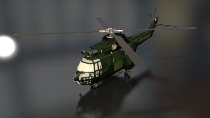 Arospatiale SA 330 Puma B65 수송 헬리콥터 3D 모델 .c4d .max .obj .3ds .fbx .stl .blend 