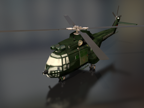 Arospatiale SA 330 Puma B65 Transport Helicopter 3D Model