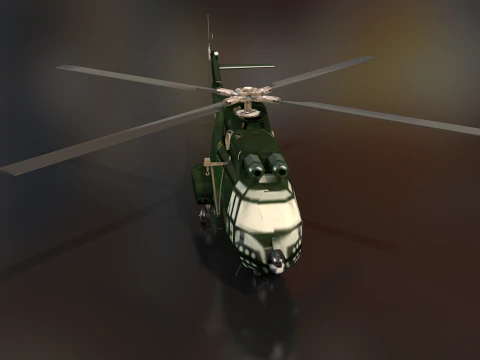 Arospatiale SA 330 Puma B65 수송 헬리콥터 3D 모델