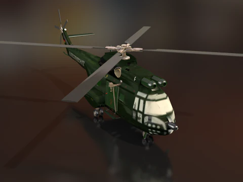 Arospatiale SA 330 Puma B65 수송 헬리콥터 3D 모델