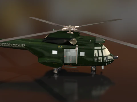 Arospatiale SA 330 Puma B65 수송 헬리콥터 3D 모델