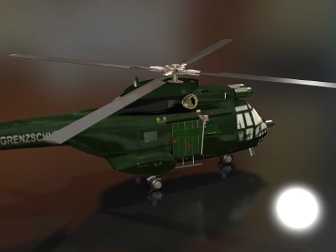 Arospatiale SA 330 Puma B65 수송 헬리콥터 3D 모델