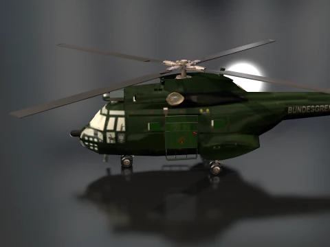 Arospatiale SA 330 Puma B65 수송 헬리콥터 3D 모델