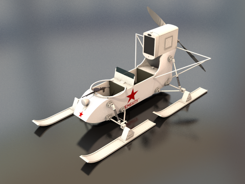 Soviet Aerosan RF8 Military Snow Vehicle 3D Model