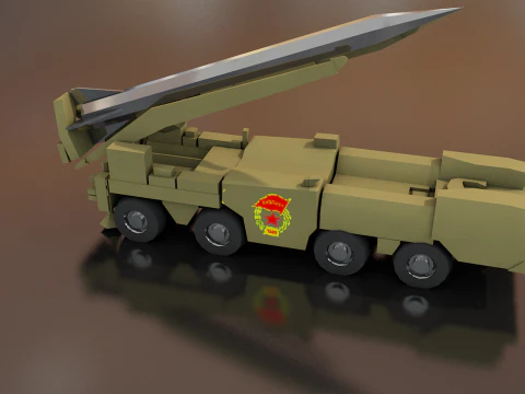 Scud B Soviet Missile Launcher 3D Model