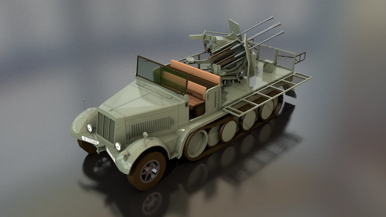 SDKFZ 71 Sonderkraftfahrzeug Military Vehicle 3D Model .c4d .max .obj .3ds .fbx .stl .blend 