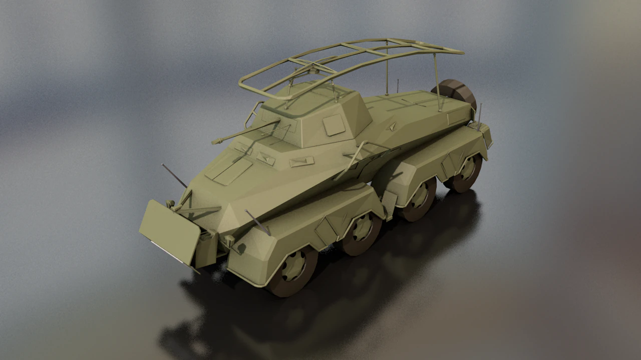 SDKFZ 232 8 RAD Heavy Armoured Vehicle 3D Model .c4d .max .obj .3ds .fbx .stl .blend 