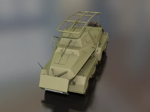 SDKFZ 232 8 RAD Heavy Armoured Vehicle 3D Model