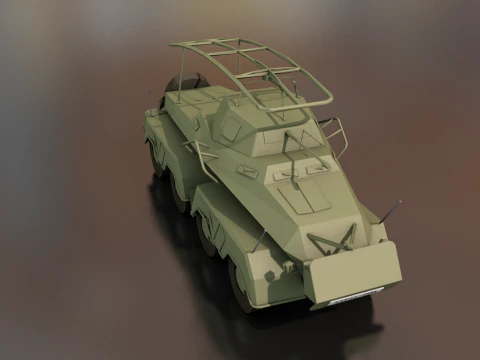 SDKFZ 232 8 RAD Heavy Armoured Vehicle 3D Model